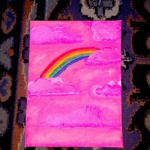 Rainbow pink cloud canvas painting